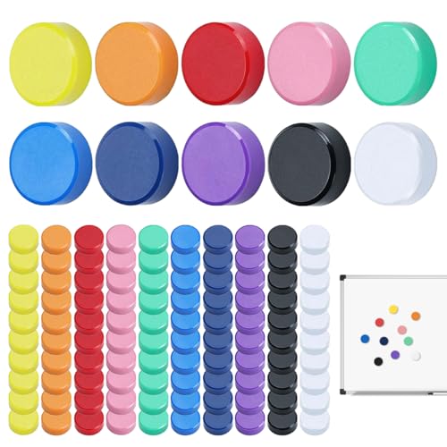 100 Pcs Starke Magnete für Magnettafel,Bunt Tafelmagnete 10 Farben 2X0.7cm