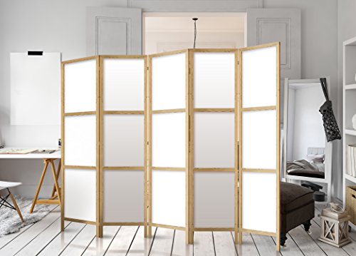 murando - Paravent Raumteiler Holz Japan, 225x172 cm, 5-teilig, Wohnzimmer