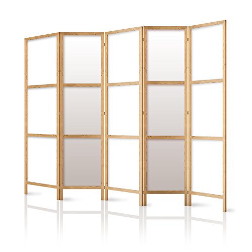 murando - Paravent Raumteiler Holz Japan, 225x172 cm, 5-teilig, Wohnzimmer