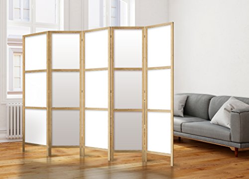murando - Paravent Raumteiler Holz Japan, 225x172 cm, 5-teilig, Wohnzimmer
