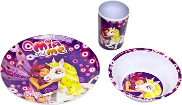 Mia and Me 118062 - Set aus Melamin: 2 Teller und 1 Becher, 3-teilig, 27 x 7 x 28 cm