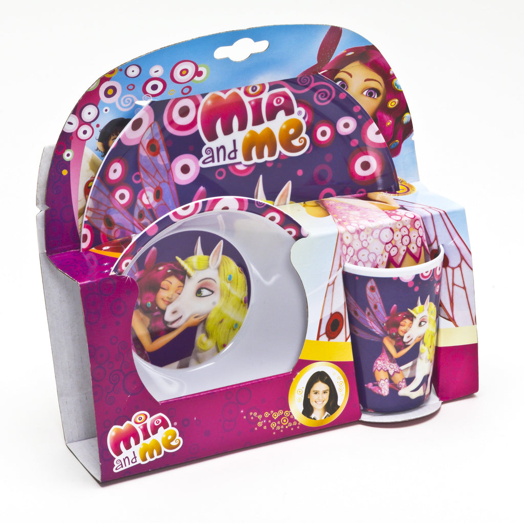 Mia and Me 118062 - Set aus Melamin: 2 Teller und 1 Becher, 3-teilig, 27 x 7 x 28 cm