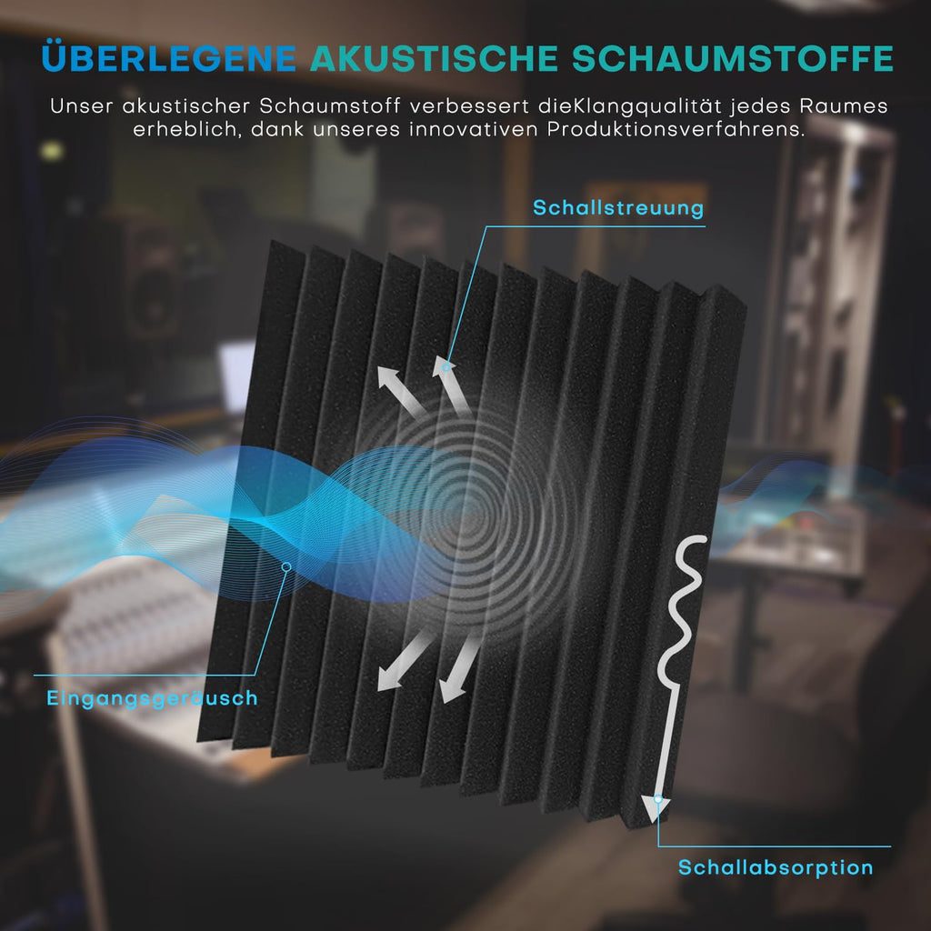 52 Stück Akustikschaumstoff Schallschutzplatten, 2.5 x 30 x 30CM Schallschutz Schalldämmung Akustik Schaumstoffplatten, Schalldämmung Akustikplatten für Tonstudio, Podcasts