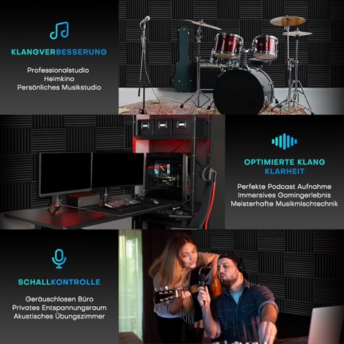 52 Stück Akustikschaumstoff Schallschutzplatten, 2.5 x 30 x 30CM Schallschutz Schalldämmung Akustik Schaumstoffplatten, Schalldämmung Akustikplatten für Tonstudio, Podcasts