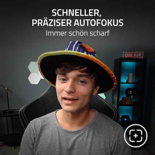 Razer Kiyo - Streaming-Kamera mit Ring-Beleuchtung (USB Webcam, HD-Video 720p, 60 FPS, kompatibel mit Open Broadcaster Sofware, Xsplit, Autofokus, Kamera-Clip, Stativ-Anschluss)