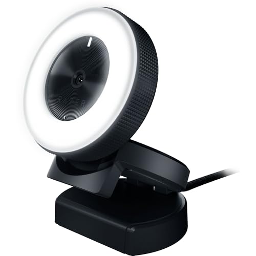 Razer Kiyo - Streaming-Kamera mit Ring-Beleuchtung (USB Webcam, HD-Video 720p, 60 FPS, kompatibel mit Open Broadcaster Sofware, Xsplit, Autofokus, Kamera-Clip, Stativ-Anschluss)