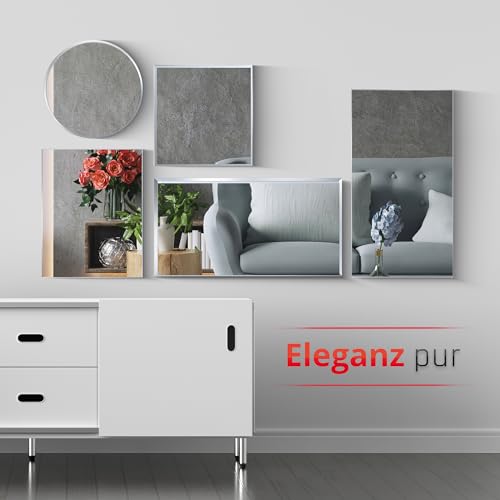 BIJON Badezimmer-Spiegel ohne Rahmen, Hochglanzpolierte Kanten, Bad-Spiegel mit Befestigungsset, 90° drehbar, 60x80 cm oder 80x60 cm