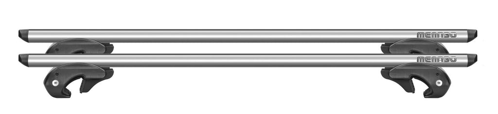 MENABO DOZER XXL Dachträger für Fahrzeuge mit offenen integrierten Dachreling und T-Track-Fähigkeit, max. 90 kg Last, 150 cm x 5 cm, Silber