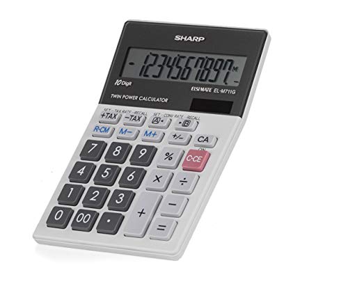 SHARP EL-M711 G Tischrechner (10 Stellen, Währungsumrechnung, Solar- und Batteriebetrieb) hellgrau
