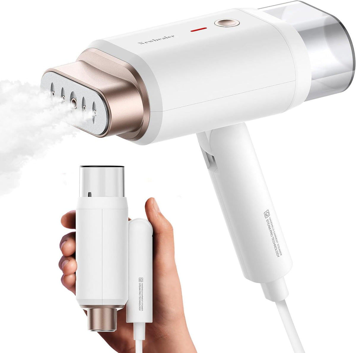 Newbealer Steamer Dampfglätter, 1200W Dampfbügeleisen Reise für Kleidung, 2 Dampfstufen Reisebügeleisen, 20s Schnelles Aufheizen Steam Iron, Klein und Leicht Bügeleisen für Reise und Urlaub, Weiß