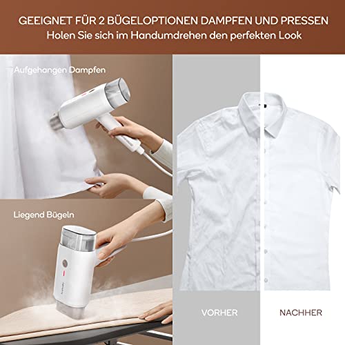 Newbealer Steamer Dampfglätter, 1200W Dampfbügeleisen Reise für Kleidung, 2 Dampfstufen Reisebügeleisen, 20s Schnelles Aufheizen Steam Iron, Klein und Leicht Bügeleisen für Reise und Urlaub, Weiß