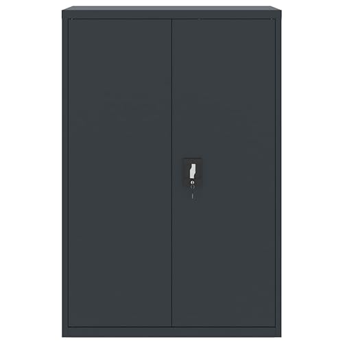 Aktenschrank Anthrazit aus pulverbeschichtetem Stahl 90x40x140 cm mit 3 Einlegeböden abschließbar für Büro, Arbeitszimmer, Homeoffice, Büromöbel zur sicheren Aktenablage und