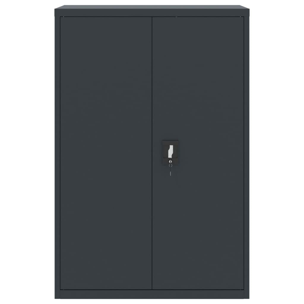 Aktenschrank Anthrazit aus pulverbeschichtetem Stahl 90x40x140 cm mit 3 Einlegeböden abschließbar für Büro, Arbeitszimmer, Homeoffice, Büromöbel zur sicheren Aktenablage und
