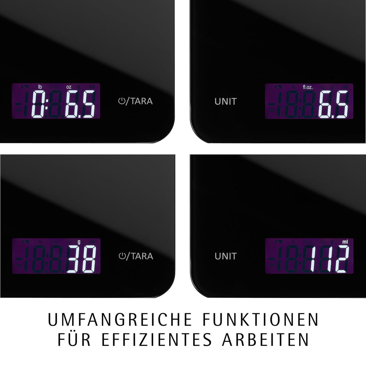 WMF Digitale Küchenwaage schwarz 23 x 15 x 2 cm, Backwaage, Haushaltswaage, Küchenwaage digital, Sicherheitsglas, grammgenau, Tara-Funktion, 5kg Maximalgewicht, schwarz