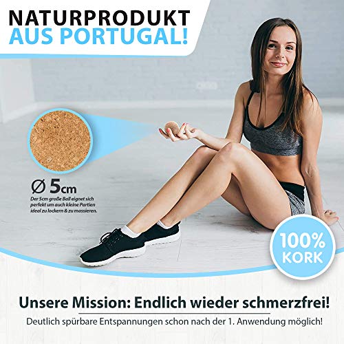 Massageball Natur Set 5 cm mit TRAININGS ANLEITUNG - Korkball + EXTRA HEFT