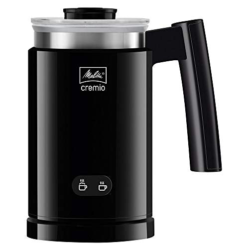 Melitta CREMIO II Milchschäumer – elektrischer Milchaufschäumer für kalte und warme Milch für z. B. Cappuccino, Latte Macchiato oder heiße Schokolade, schwarz