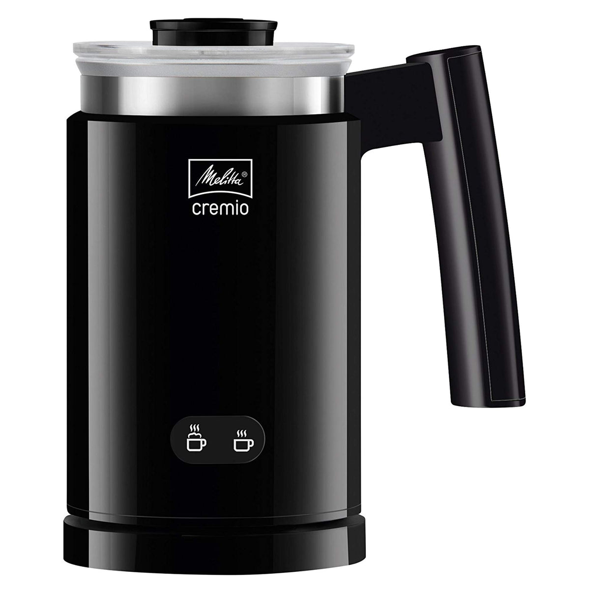 Melitta CREMIO II Milchschäumer – elektrischer Milchaufschäumer für kalte und warme Milch für z. B. Cappuccino, Latte Macchiato oder heiße Schokolade, schwarz