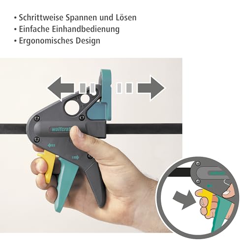 wolfcraft Einhandzwinge PRO - 90 kg Spannkraft - 150 mm Spannweite