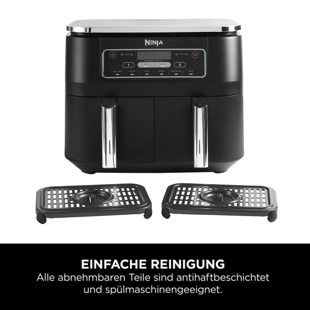 Ninja Foodi Dual Zone Digitale Heißluftfritteuse, 7,6L Airfryer, 2 Fächer