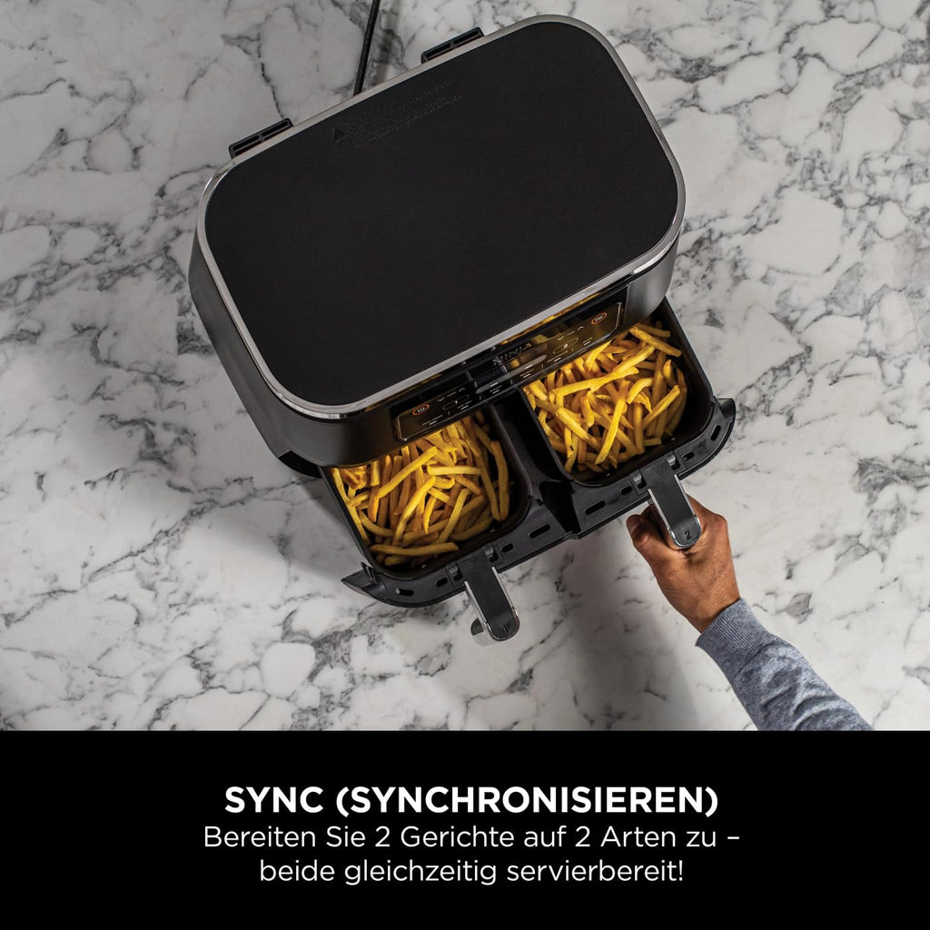Ninja Foodi Dual Zone Digitale Heißluftfritteuse, 7,6L Airfryer, 2 Fächer