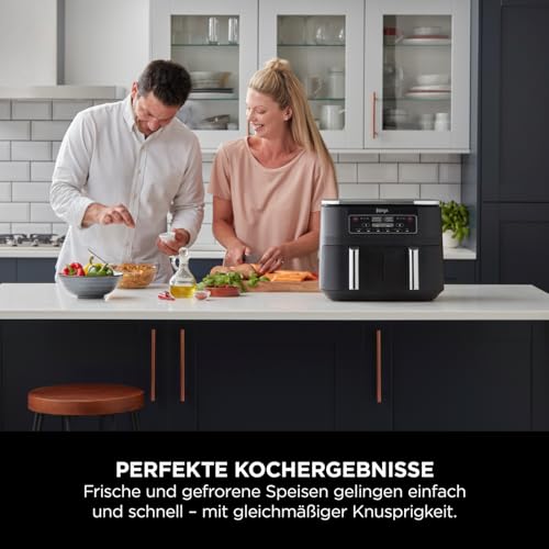 Ninja Foodi Dual Zone Digitale Heißluftfritteuse, 7,6L Airfryer, 2 Fächer