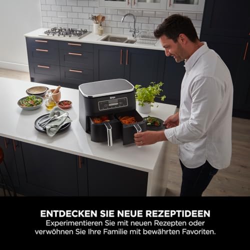 Ninja Foodi Dual Zone Digitale Heißluftfritteuse, 7,6L Airfryer, 2 Fächer
