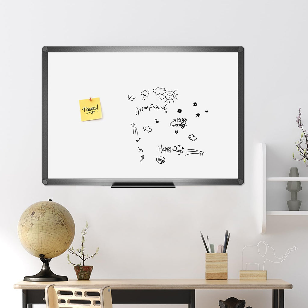 VIZ-PRO Magnetisches Whiteboard 90 x 60 cm, Trocken Abwischbar, Wandmontage