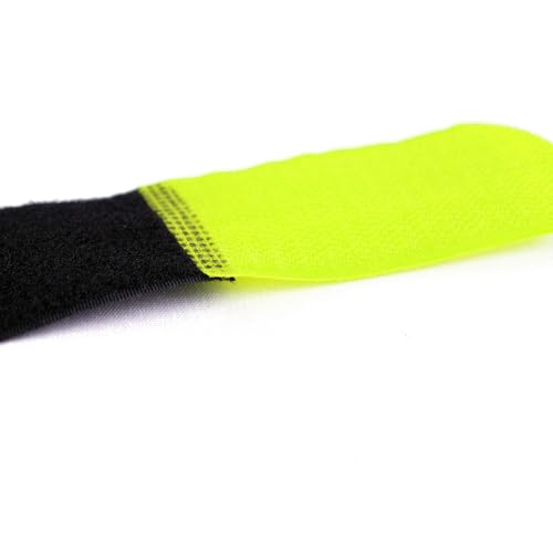 10 x Klettkabelbinder Wiederverwendbar mit Metallöse - Haken/Flausch auf Unterschiedlichen Seiten - 40 cm - Farbe: Schwarz/Neongelb - nachhaltig und wiederverwendbar
