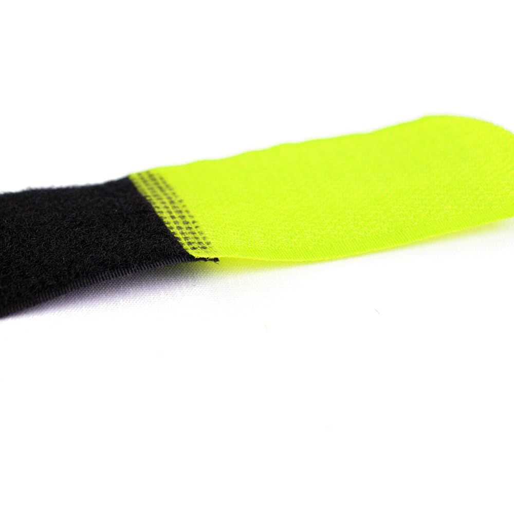 10 x Klettkabelbinder Wiederverwendbar mit Metallöse - Haken/Flausch auf Unterschiedlichen Seiten - 40 cm - Farbe: Schwarz/Neongelb - nachhaltig und wiederverwendbar