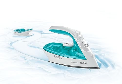 Tefal Freemove Air kabelloses Dampfbügeleisen, 2400 W, 25g/Min-Dauerdampf, 115g/Min-Dampfstoß, Bügeleisen kabellos, einfaches Aufladen, Tropfstopp, automatisches Abschalten, türkis/weiß, FV6520