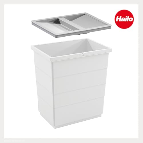 Hailo Deckel 1104849 für Müllbehälter | Ersatzdeckel Inneneimer Rondo Tandem | Passend für 15L 18L 20L Abfalleimer | Robuster Kunststoff Hellgrau | Hygienische Mülltrennung