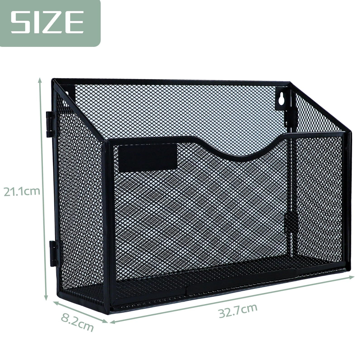 1-stöckiger A4-Netzhalter zum Aufhängen an der Wand, Zeitschriftenhalter, Brief-Organizer, Zeitschriften-Aufbewahrung, langlebiges Metallgeflecht, Schwarz