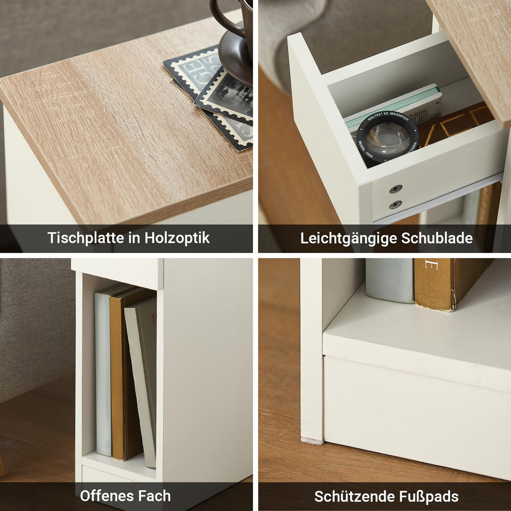 SoBuy Nachttisch schmal 20cm mit Schublade, 20x35x60 cm Schlafzimmer