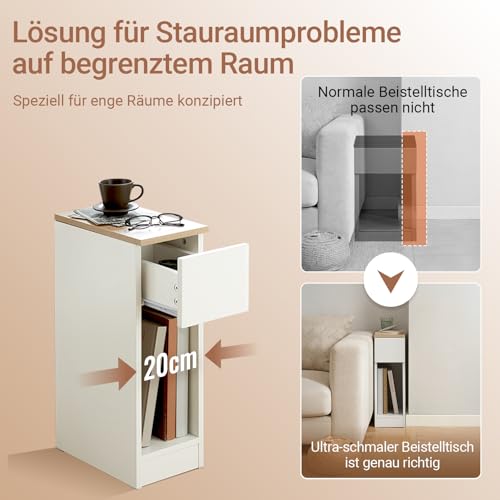 SoBuy Nachttisch schmal 20cm mit Schublade, 20x35x60 cm Schlafzimmer