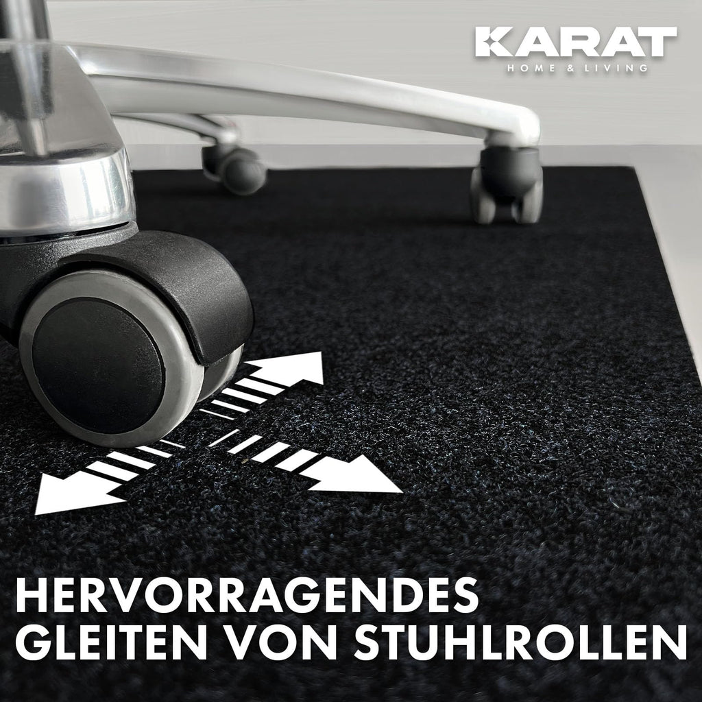 KARAT Bodenschutzmatte 100 x 120 cm, schwarz - Bürostuhl Unterlage aus Polyester, Bodenschutz, Unterlegmatte, Schutzmatte für Laminat, Parkett, Hartböden (Viking)