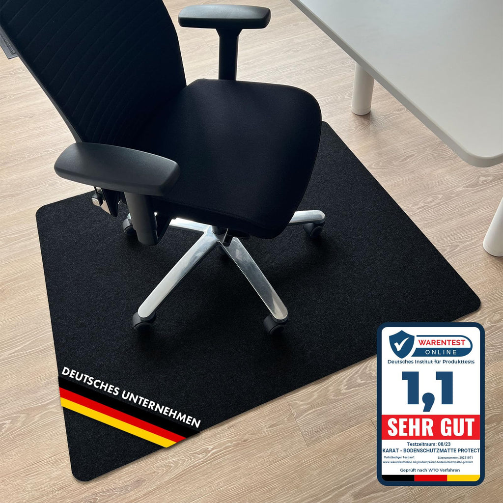 KARAT Bodenschutzmatte 100 x 120 cm, schwarz - Bürostuhl Unterlage aus Polyester, Bodenschutz, Unterlegmatte, Schutzmatte für Laminat, Parkett, Hartböden (Viking)