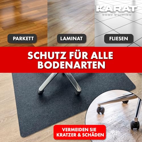 KARAT Bodenschutzmatte 100 x 120 cm, schwarz - Bürostuhl Unterlage aus Polyester, Bodenschutz, Unterlegmatte, Schutzmatte für Laminat, Parkett, Hartböden (Viking)