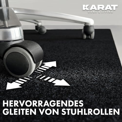 KARAT Bodenschutzmatte 100 x 120 cm, schwarz - Bürostuhl Unterlage aus Polyester, Bodenschutz, Unterlegmatte, Schutzmatte für Laminat, Parkett, Hartböden (Viking)