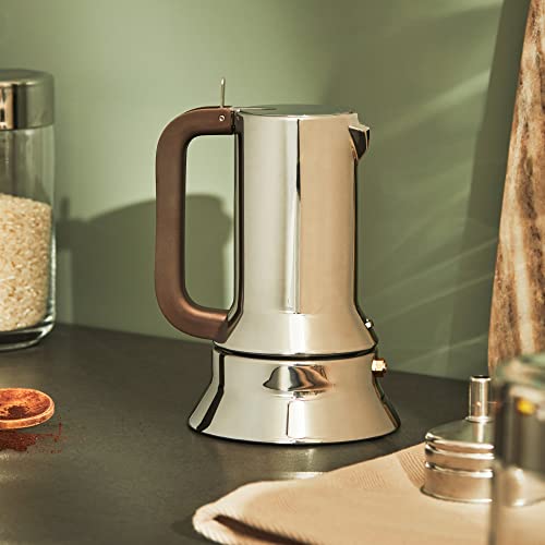 Alessi Espressomaschine 3.Tassen für Induktion Edelstahl, silber, 7 x 11.5 x 14 cm, 9090/3