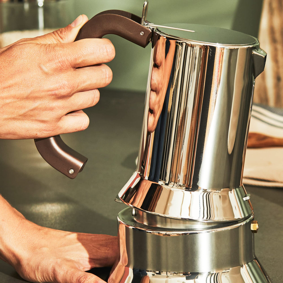 Alessi Espressomaschine 3.Tassen für Induktion Edelstahl, silber, 7 x 11.5 x 14 cm, 9090/3