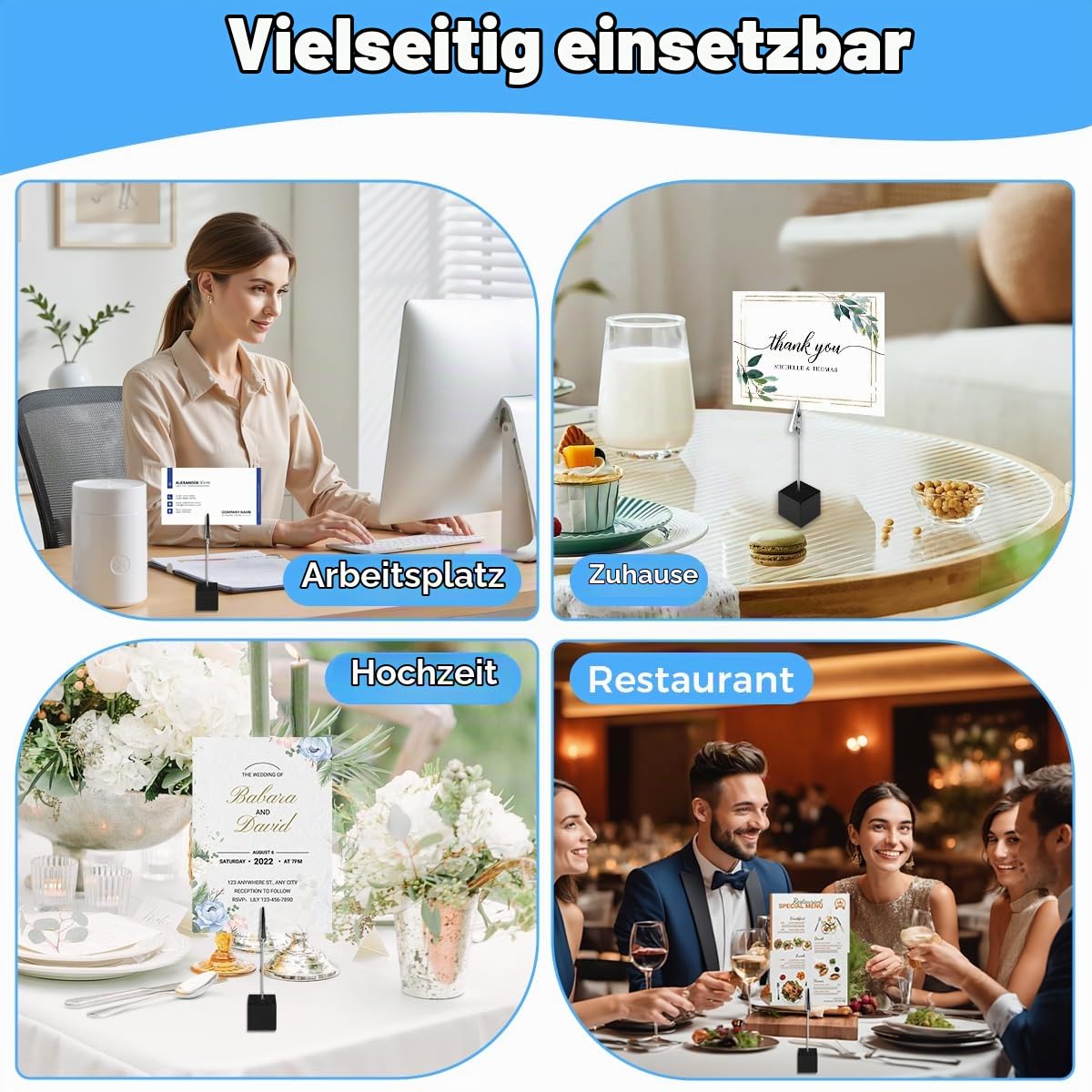 20 Stück Fotohalter mit Klammern, Memo Clip Halter Ständer, Zettelhalter