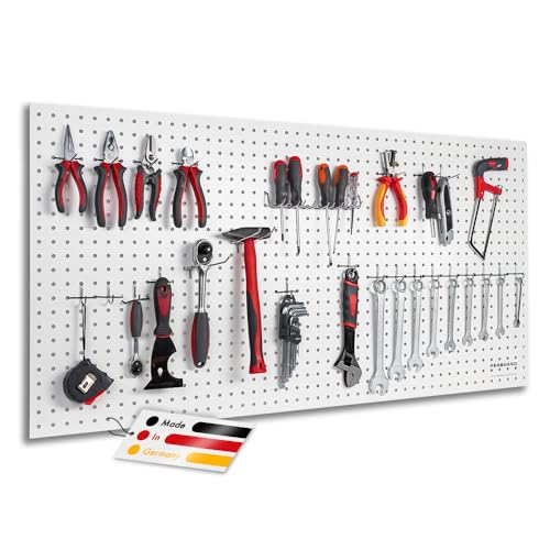 Pegboard 1 St. Werkzeugwand aus Holz (MDF) 120 x 60 x 0,5 cm - Lochung Ø7 mm Lochabstand 25,4 mm - weiß lackiert - Made in Germany