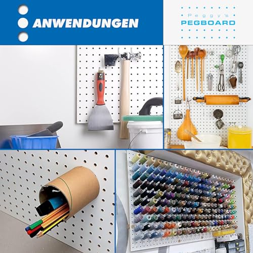 Pegboard 1 St. Werkzeugwand aus Holz (MDF) 120 x 60 x 0,5 cm - Lochung Ø7 mm Lochabstand 25,4 mm - weiß lackiert - Made in Germany