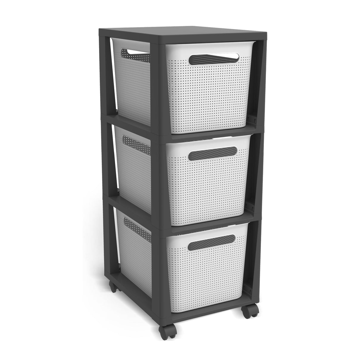 Rotho Brisen Schubladen Organizer Schubladenbox 3 x 16 L Rollcontainer Weiß