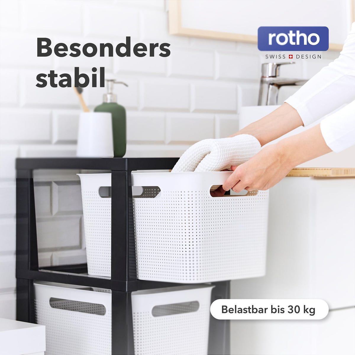 Rotho Brisen Schubladen Organizer Schubladenbox 3 x 16 L Rollcontainer Weiß