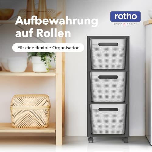 Rotho Brisen Schubladen Organizer Schubladenbox 3 x 16 L Rollcontainer Weiß