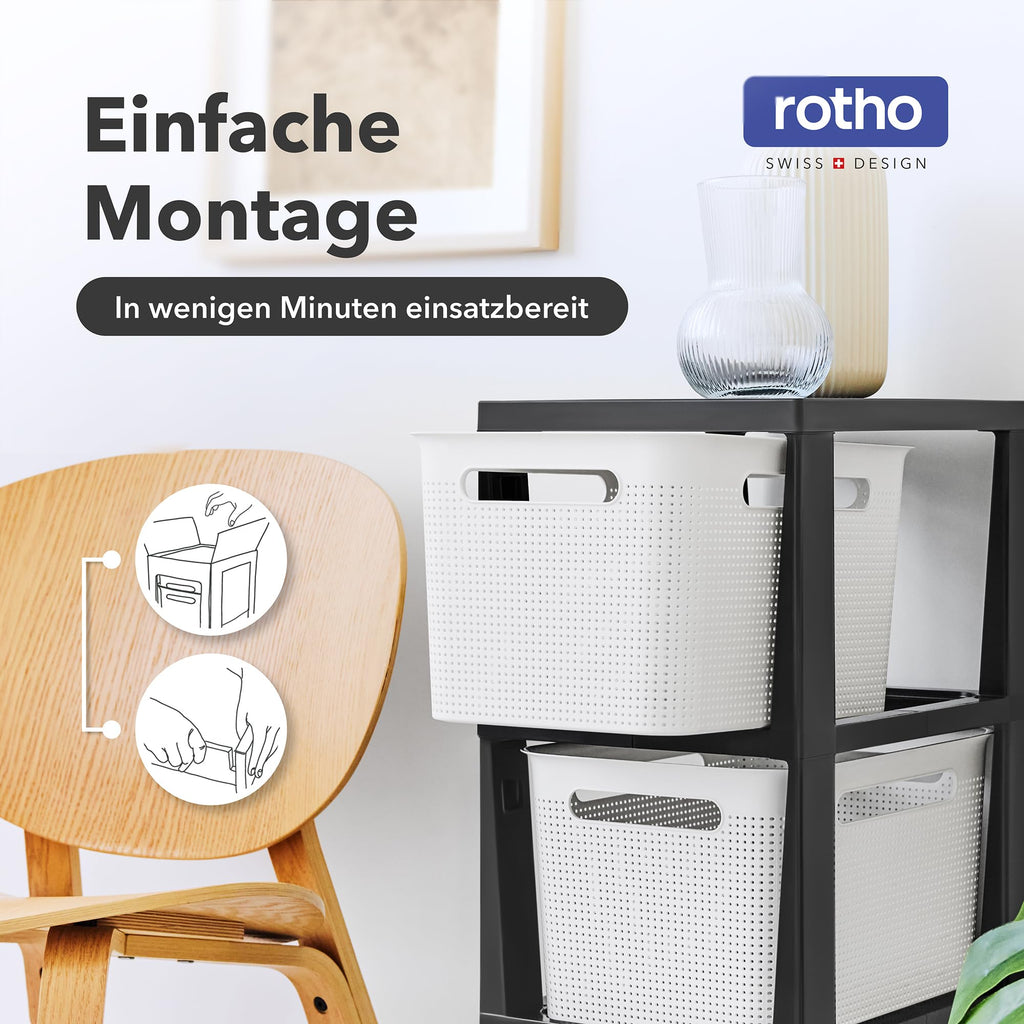 Rotho Brisen Schubladen Organizer Schubladenbox 3 x 16 L Rollcontainer Weiß
