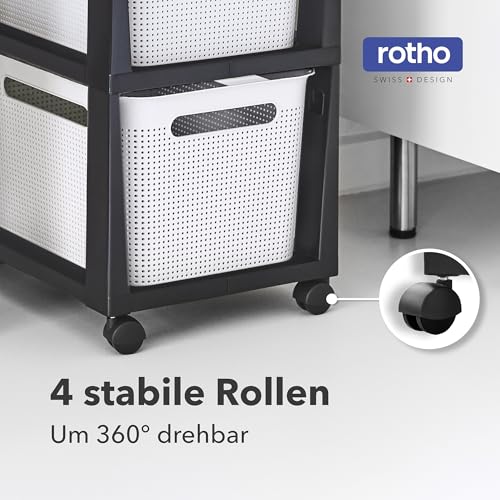 Rotho Brisen Schubladen Organizer Schubladenbox 3 x 16 L Rollcontainer Weiß