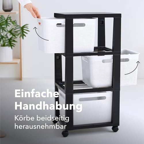 Rotho Brisen Schubladen Organizer Schubladenbox 3 x 16 L Rollcontainer Weiß