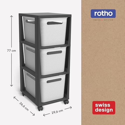 Rotho Brisen Schubladen Organizer Schubladenbox 3 x 16 L Rollcontainer Weiß